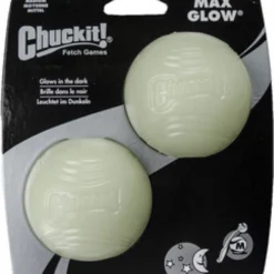 Chuckit! Max Glow Ball 2 Stuks (M) – Honden Speelgoed – Apporteren – Drijft Op Water – Stuitert – Veilig Voor Gebit – Honden Bal – Ideaal Met De Ballenwerper – Ø 7cm – Lichtgevend – Apporteerspeelgoed – Glow In The Dark