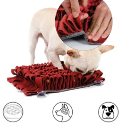 Snuffelmat Hond Kat Honden Speelgoed Puppy Speelgoed Katten Speeltjes – Snuffelmatten Voor Honden En Katten Intelligentie – Hersenwerk – Speelmat – Konijnen – Training – Speeltjes – Trainingsmat – Anti-Schrok – Snuffelkleed – Rood Met Zuignapjes