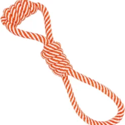 Viervoetjes – Dubbele Lus – Trektouw – Oranje – Honden Speelgoed – HondenSpeeltjes – HondenTouwen