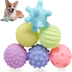 Aidiyapet Hondenspeelgoed, Bal, Hondenbal, Piepende Set, Hondenspeelgoed, Bal, Piepbal Voor Grote En Kleine Honden, 6 Verpakkingen, 6,5 Cm (blauw)