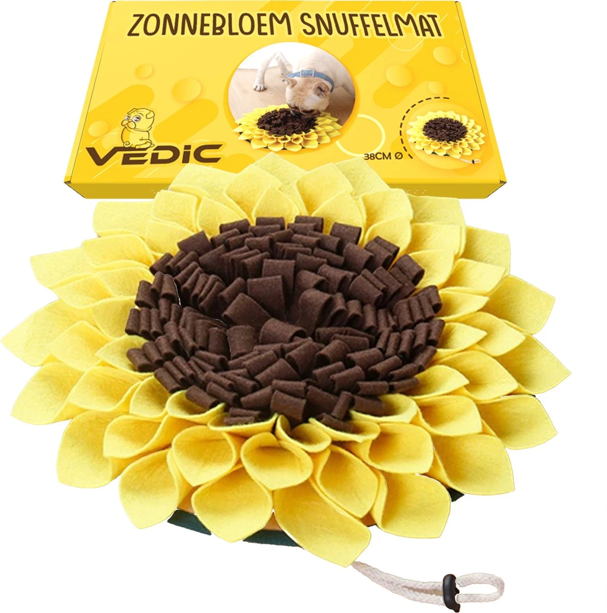 VEDIC® – Zonnebloem Snuffelmat – Hondenspeelgoed – Antischrokmat Voor Hond En Kat – Intelligentiespeelgoed 1 VEDIC® – Zonnebloem Snuffelmat – Hondenspeelgoed – Antischrokmat Voor Hond En Kat – Intelligentiespeelgoed