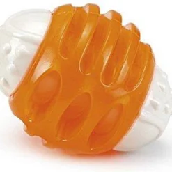 Beeztees Rubberen Giechel Bal Ribsy Hond Oranje 8 Cm