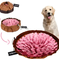 VEDIC® – XL Snuffelmat Roze/Bruin – Hondenspeelgoed- Antischrok – 45 CM – Hondenspeelgoed – Honden En Katten – Intelligentie – Slow Feeder – Voerbak