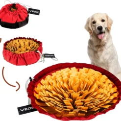 VEDIC® – XL Snuffelmat Oranje/Rood – Hondenspeelgoed- Antischrok – 45 CM – Hondenspeelgoed – Honden En Katten – Intelligentie – Slow Feeder – Voerbak