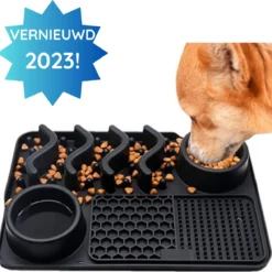 Likmat Hond – Snuffelmat Hond – Anti Schrokbak Hond En Kat – Slowfeeder Siliconen Zwart – Voerbak Hond – 30 Cm X 20 Cm – Voermat – Honden Speelgoed Intelligentie