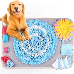 Snuffelkleed Hond Snuffel Gazon Hondengeur Trainingsmat Voermat Trainingsmat Intelligentiespeelgoed Wasbaar Opvouwbaar Antislip Hondenspeelgoed Snuffelspeelgoed Lichtblauw