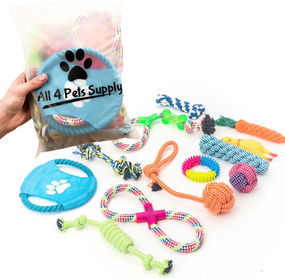 All 4 Pets Supply® Honden Speelgoed Set Geschikt Voor Puppy’s T/m Middelgrote Honden – 12 Stuks – Hondenspeeltjes – Intelligentie – Touw – Flostouw – Bijtring – Bal 1 All 4 Pets Supply® Honden Speelgoed Set Geschikt Voor Puppy’s T/m Middelgrote Honden – 12 Stuks – Hondenspeeltjes – Intelligentie – Touw – Flostouw – Bijtring – Bal