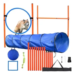 AYOO Agility Voor De Hond – Honden Agility Set – Honden Training – Honden Behendigheid Set – Honden Parcours – Training Huisdieren – Tunnel – Slalom – Horde – Draagzak – 21 Delig – GRATIS Speeltouw