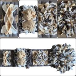 Snuffelmat Voor Honden En Katten. Snuffelmat Maat M In De Kleuren Midden Grijs, Zand, Offwhite. Hersenwerk Voor Huisdieren. MadeByShuko. Snuffelkleed-Speelkleed-Voerkleed-Hondenpuzzel-Voerpuzzel-Slowfeeder-Intelligentie Speelgoed Voor Hond En Kat
