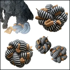 Snuffelkussen Voor Honden In Zwart/wit Gestreept Met Camel. Maat 2. Hersenwerk Voor Honden. MadeByShuko. Knoopkussen – Speelkussen – Snuffelmat – Brainwork – Voerpuzzel – Hondenpuzzel – Slowfeeder – Fun Toy Fot Dogs – Intelligentiespeelgoed