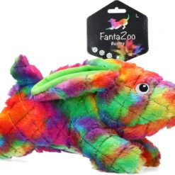 FantaZoo Bunny Kleurrijke En Gerecyclede Honden Knuffel – Zeer Stevig, Zacht En Duurzaam – Maat L 36x17cm – Geschikt Voor Large Hond