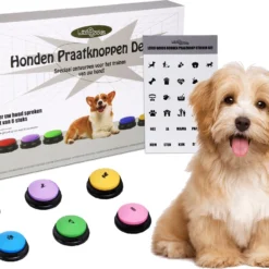 Levlo Goods® Praatknop Voor Honden – Dogbuttons – 6 Stuks – Honden Speelgoed Intelligentie – Honden Knoppen – Honden Training – Laat Uw Huisdier Spreken – Incl. E-Book & 25 Trainingsstickers