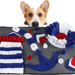 VEDIC® – XXL Snuffelmat Voor Honden En Katten – Hondenspeelgoed – Antischrok – 75 X 50 CM – Blauw/Rood/Wit