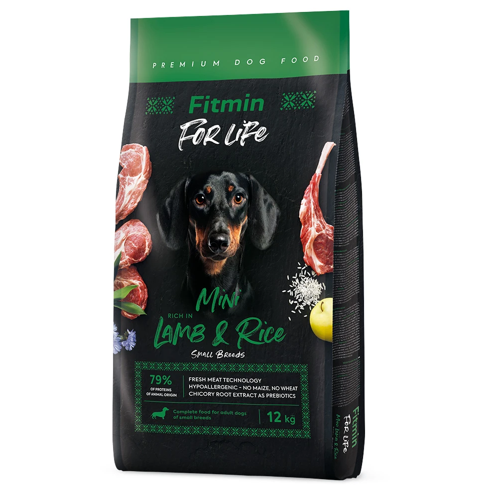 2x12kg Fitmin Dog For Life Mini, Lam En Rijst Droog Hondenvoer
