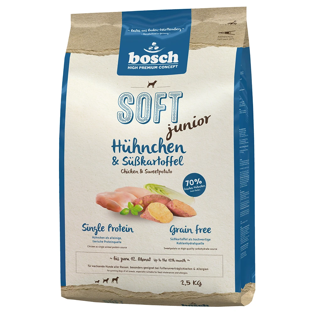 Dubbelpak: Bosch – Soft Junior Kip & Zoete Aardappel (3 X 2,5 Kg) 1 Dubbelpak: Bosch – Soft Junior Kip & Zoete Aardappel (3 X 2,5 Kg)