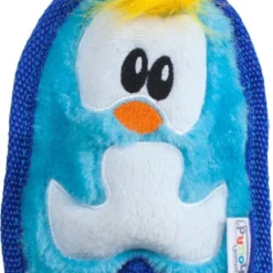 Stevige Knuffel Voor Kleine Honden Met Jumbo Pieper – Outward Hound Invincibles – Chicky Geel / Penguin Blauw Of Puppy Bruin – Penguin Blauw