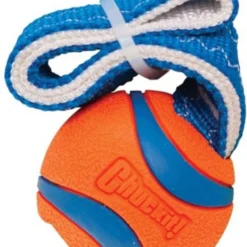 Chuckit! Chuckit Ultra Tug – Honden Apporteerspeelgoed – Honden Bal Small ø5cm – Geschikt Voor Middelgrote Honden – Drijft Op Water – Oranje/Blauw