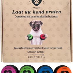 ESSENTIALS73 Honden Praat Buttons – Honden Training – 4 Stuks – Praten – Hondenspeeltje – Hond – Opneembare Knoppen – Hondentraining – Huisdier – Honden Speelgoed – Intelligentie – Hondenspeelgoed