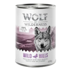 Wolf Of Wilderness “Wild Hills” – Eend Hondenvoer – Bestel Ook Natvoer: 6 X 400 G Wild Hills – Eend